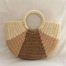 New Straw Bag Color Matching Hand-woven Handbag Fashion Simple Rattan Bag For Female 2024 - buy cheap