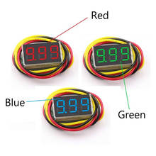 Mini voltímetro digital com painel led, voltímetro digital com 3 fios para teste de voltagem, 0 a 30v 2024 - compre barato