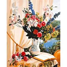 Vase Oil Painting By Numbers Flowers HandPainted Kits On Canvas Desktop Art Diy Pictures Coloring By Number Home Decoration Gift 2024 - buy cheap