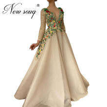 Handmade V Neck Celebrity Dresses Evening Dress 2020 Couture Dubai Beaded Flower Prom Gowns Party Night Dress Robe De Soiree New 2024 - buy cheap