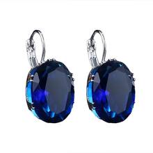 Pendientes antialérgicos para mujer, aretes colgantes con incrustaciones ovaladas de cristal, joyería de lujo con diamantes de imitación para boda, regalo 2024 - compra barato