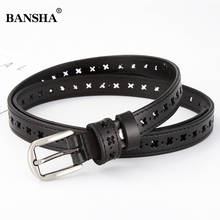 Women belts cow genuine leather pin buckle vintage style top quality female Hollow strap original Jeans  waistband Accessories 2024 - buy cheap