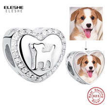 DIY Photo Heart Beads Real 925 Sterling Silver Pet Dog Charms Fit Original Bracelet Bangle Customized Jewelry Making 2024 - buy cheap