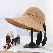 Женская Соломенная пляжная шляпа, летняя Складная Солнцезащитная Панама с УФ-защитой, дышащая шляпа для отпуска 2024 - купить недорого