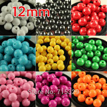 100pcs 12mm Acrylic Charm round loose candy  spring colors children joys Beads Spacer  diy Jewelry Making pk color 2024 - buy cheap