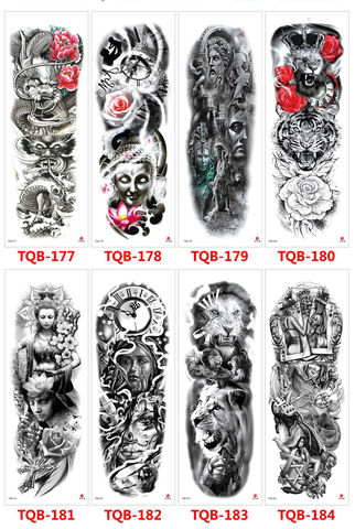 Водостойкие часы с большим рукавом на руку, тату, король льва, роза, временная татуировка стикер, дракон, тигр, боди-арт, полное накладное тату для женщин и мужчин 2022 - купить недорого