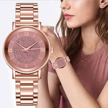 2020 mulheres relógios de luxo strass rosa ouro senhoras relógios de pulso aço inoxidável pulseira relógio de quartzo feminino relogio 2024 - compre barato
