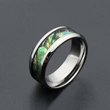 Anillo de 8mm para hombre, con incrustaciones de fibra de carbono verde, anillos de acero inoxidable cómodos para hombre, anillo de boda, talla 7, 8, 9, 10, 11 2024 - compra barato