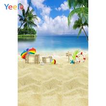 Летние вечерние виниловые Фотофон с тропическим морем, пляжем, пальмовым деревом для детской фотосъемки 2024 - купить недорого