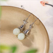 Uglyless Ethnic Vintage Women Jade Lotus Earrings 925 Silver Butterfly Earrings Lily of the valley Floral Brincos Bijoux E1900 2024 - buy cheap