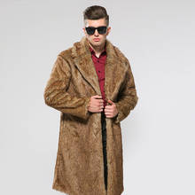 Euro Business Men Faux Fur Long Parka Office Party Luxury Outwear Coats Male Loose Fit Punk Faux Fox Fur Overcoats Plus Size 3X 2024 - buy cheap