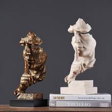 Decoração em miniatura com escultura, ornamento de resina é silenciosa, estátua de ouro, mobiliário de decoração moderna, artesanato, decorações de escritório 2024 - compre barato