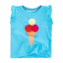 Little Maven New Summer Children Sky Blue 3D Floral Ice Cream O-neck Short-sleeved Cotton Knitted Girls Casual Cute Tshirts Tops 2024 - buy cheap