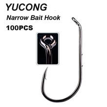 YUCONG 100PCS Nickel Baithhold Fishing Hooks 1#-6/0# Worm Fishshooks Black Single Fishhook Carbon Stell Narrow Bait Hooks Pesca 2024 - buy cheap