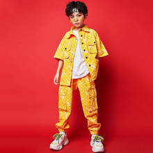 Trajes de baile moderno de Jazz para niños, traje de Hiphop amarillo, ropa de actuación de salón, Hip Hop, ropa de Rave DQS4370, 2020 2024 - compra barato