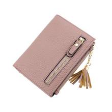 Litchic Pu Leather Women Wallet 2022 Small Tassel Lady Purse Solid Casual Short Female Wallet Coin Purse 2024 - buy cheap