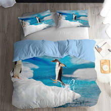 HELENGILI 3D Bedding Set Penguin Print Duvet Cover Set Lifelike Bedclothes with Pillowcase Bed Set Home Textiles #QE-12 2024 - buy cheap