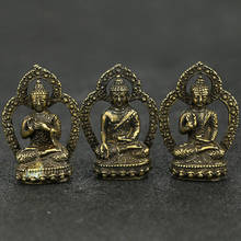 Mini Retro Brass Western Trinity Buddha Figurines Copper Buddhism Feng Shui Home Decor Brass Decorations Ornaments 2024 - buy cheap