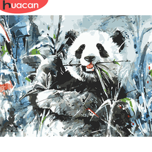 HUACAN-pintura por número de oso, lienzo de dibujo de Panda pintado a mano, kit de arte, decoración del hogar, regalo 2024 - compra barato