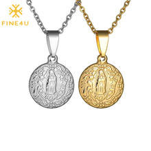 FINE4U N521 Stainless Steel Virgin Mary Metal Pendant Necklace Guadalupe Necklace For Religious Jewelry 2024 - buy cheap