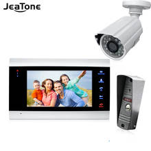 JeaTone 4 проводной видеодомофон, дверной звонок, домашняя система безопасности, дверной динамик, панель звонков + 7-дюймовый монитор + камера 1200TVL 2024 - купить недорого