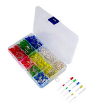 Conjunto de diodo emissor de luz, 500 peças, difusor redondo, branco, vermelho, azul, amarelo, verde, luz de led, caixa portátil para crianças