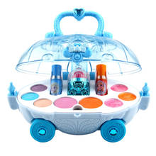 Disney girls frozen elsa anna Makeup car Dream Princess powder box House toys Water-soluble children's cosmetics Beauty Toys 2024 - buy cheap