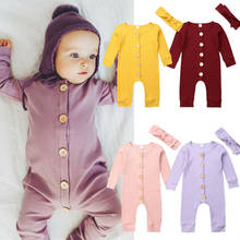 Pudcoco-Conjunto de ropa para recién nacido, Pelele de punto de manga larga y Diadema, traje de 2 piezas de 0 a 24M 2024 - compra barato