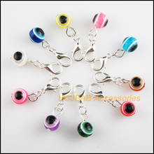 20Pcs Silver Plated Round Retro Mixed Eye Resin 8mm With Lobster Claw Clasps Charms 2024 - buy cheap