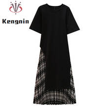 Trajes holgados de gran tamaño para mujer, vestido de camiseta asimétrico + faldas plisadas elásticas, conjuntos de dos piezas KE56 2021 2024 - compra barato