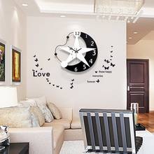 Modern minimalist design stars and moon living room wall clock European style wooden home clock decorative art wall hangings 2024 - buy cheap