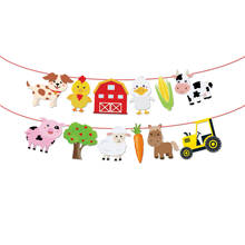 Decorações de festa de aniversário dos miúdos decorações de festa de aniversário favores dos desenhos animados fazenda animais parede pendurado bunting banner fontes de festa 2024 - compre barato