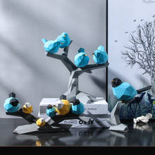 Nordic 3D Geometric Origami Sparrow Bird Desktop Ornaments Living Room Wine TV Cabinet Home Decoration Resin Crafts 2024 - buy cheap