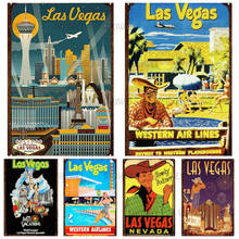 Cartel de Metal Vintage de Las Vegas para decoración del hogar, placa decorativa de hojalata de viaje para sala de estar, casa de playa 2024 - compra barato