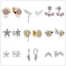 Pendientes de plata de ley 925 originales para mujer, aretes con tuerca de cristal, regalo de boda, joyería de moda 2024 - compra barato