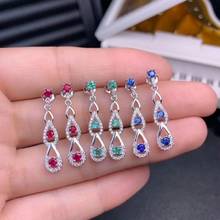 SHILOVEM 925 STERLING SILVER REAL NATURAL EMERALD SAPPHIRE RUBY STUD EARRINGS CLASSIC FINE JEWELRY  WOMEN DE2.5030311AGMLH 2024 - buy cheap