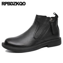 Booties Luxury Italian Autumn Business Black Shoes Winter Dress Genuine Leather Fur Fall Men 2021 Formal Full Grain Boots Zipper 2024 - buy cheap