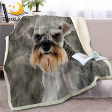 Blesslife Шнауцер одеяло на кровать диван 3D Собака шерпа Флисовое одеяло животные покрывала серый мех тонкое одеяло 150х200см 2024 - купить недорого