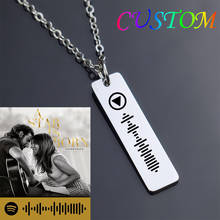 Personalized Music Code Necklace for Women Men Stainless Steel Custom Laser Engraving Song Code Pendant Jewelry 2024 - buy cheap
