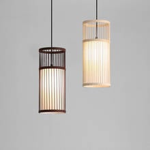Japanese LED Bamboo Hand-knit Pendant Lamp Indoor E27 Dining Room Wood Droplamp Kitchen Island Hotel Home Decor Hanging Lighting 2024 - buy cheap