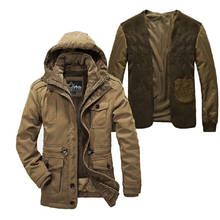 Комплект из двух предметов, зимняя мужская куртка размера плюс супер теплая утолщенная шерстяная подкладка Парка мужская брендовая одежда мужское зимнее пальто/парка 2024 - купить недорого