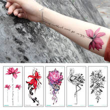 Nova tatuagem temporária com flores coloridas, tattoo feminina temporária e preta à prova d'água, arte corporal, tatuagens de flores coloridas, moda 2024 - compre barato