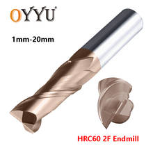 Oyyu-fresa de ponta de aço e tungstênio, hrc60, 2 sulcos, fresa de carboneto, cnc, máquina de corte, 1mm, 2mm, 3mm, 5mm, 20mm 2024 - compre barato