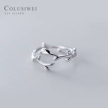Кольцо Colusiwei с листьями дерева, регулируемое для женщин, минимализм Аутентичное Стерлинговое серебро 925, модные ювелирные изделия, коктейльное кольцо 2024 - купить недорого
