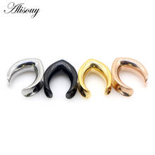 Alisouy 2pcs Simple design 316L Stainless Steel PVD Coating Ear Plugs Tunnels New Saddle Ear Gauges Weights for Ear Piercings 2024 - buy cheap