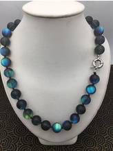 Красивое круглое ожерелье из драгоценных камней 10 мм с натуральным серым блестящим радужным лунным камнем 18 дюймов 2024 - купить недорого