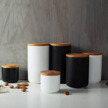 Tanque de almacenamiento de cerámica para café, botella sellada con tapa de madera, tarro de especias, contenedor de té, organizador de granos, 260ML, 800ML, 1000ML 2024 - compra barato