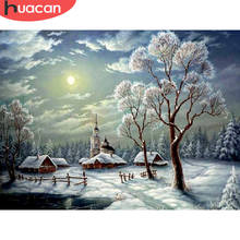 HUACAN-pintura de diamante 5D Diy "paisaje de invierno", bordado de diamantes de imitación redondos, decoración del hogar, oferta 2024 - compra barato