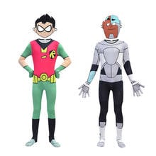 New Teen Titans Go Costume Cosplay Superhero Robin Cyborg Costume Children Full Sets Halloween Costume for Kids 2024 - buy cheap