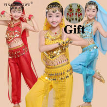 Niños conjunto de trajes de danza del vientre Oriental danza del vientre niñas danza del vientre India ropa de danza del vientre niños Indio 6 colores 2024 - compra barato